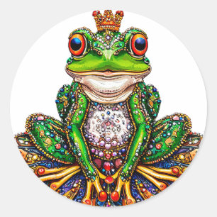 Sticker Rond Grenouille de dessin animé