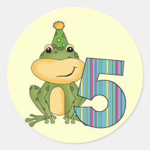 Sticker Rond Grenouille de fête 5e anniversaire T-shirts et cad
