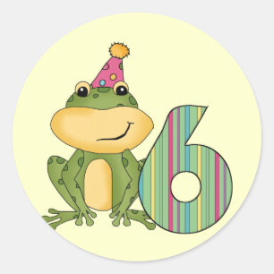 Sticker Rond Grenouille de fête 6e anniversaire T-shirts et cad