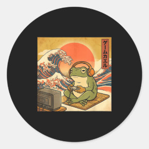Sticker Rond Grenouille de jeu d'art Ukiyo-e Joueur japonais An