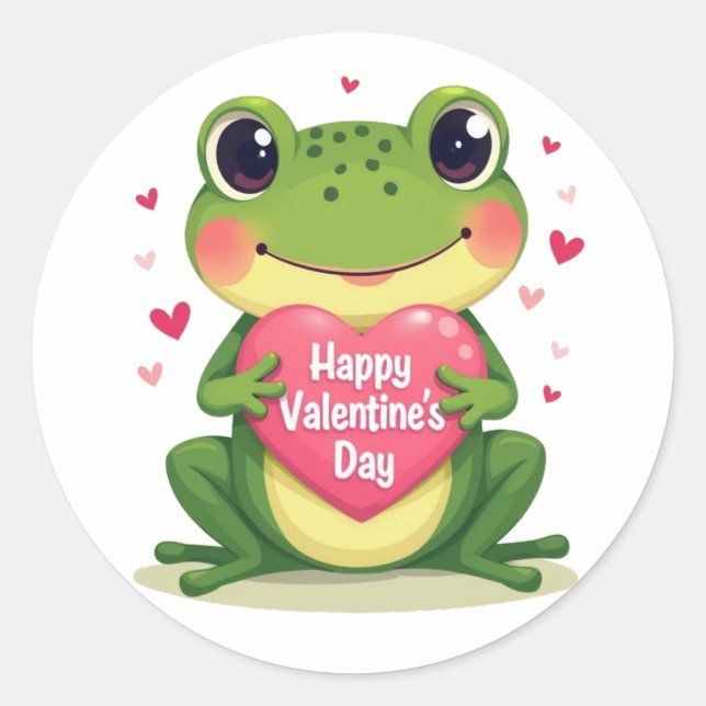 Sticker Rond grenouille de la Saint-Valentin (Devant)