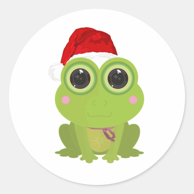 Sticker Rond Grenouille de Noël (Devant)