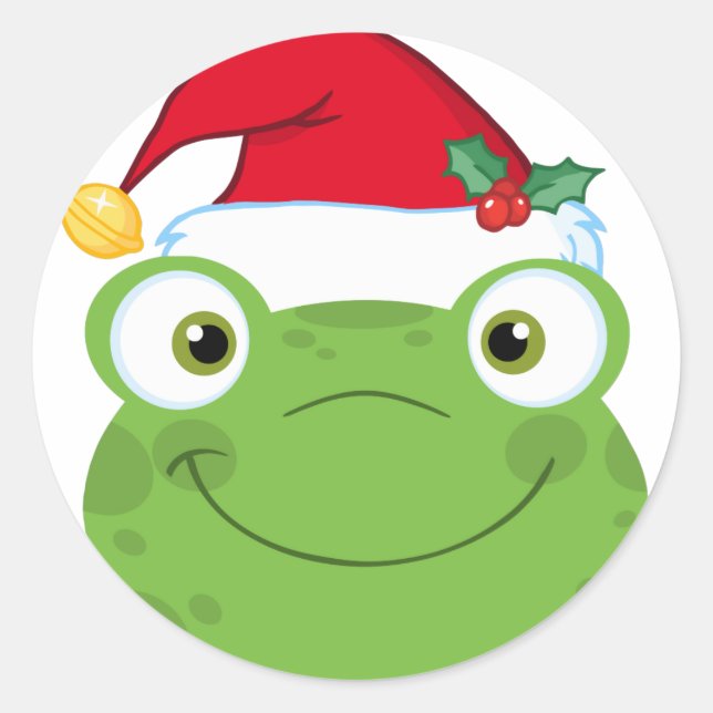 Sticker Rond Grenouille de Noël (Devant)