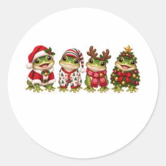 Sticker Rond Grenouille de Noël Amis de Fêtes
