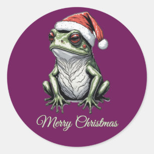 Sticker Rond Grenouille de Noël Cottagecore Vintage victorien