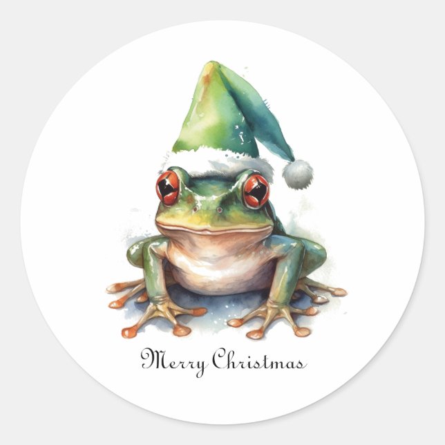 Sticker Rond Grenouille de Noël, coutume (Devant)