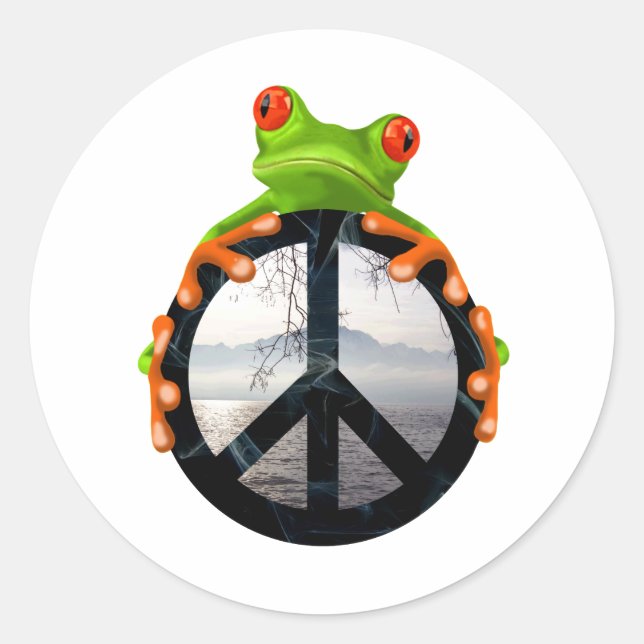 Sticker Rond grenouille de paix1 (Devant)