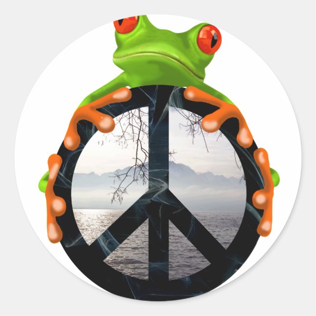 Sticker Rond grenouille de paix1 (Devant)