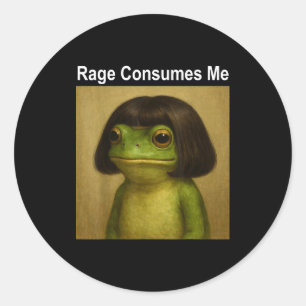 Sticker Rond Grenouille de rage me consume Mème drôle de grenou