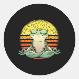 Sticker Rond Grenouille de yoga méditation sport 