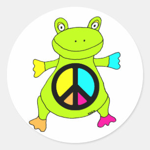 Sticker Rond Grenouille des signes de paix