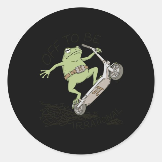 Sticker Rond Grenouille drôle de maths Pi jour pun irrationnel  (Devant)