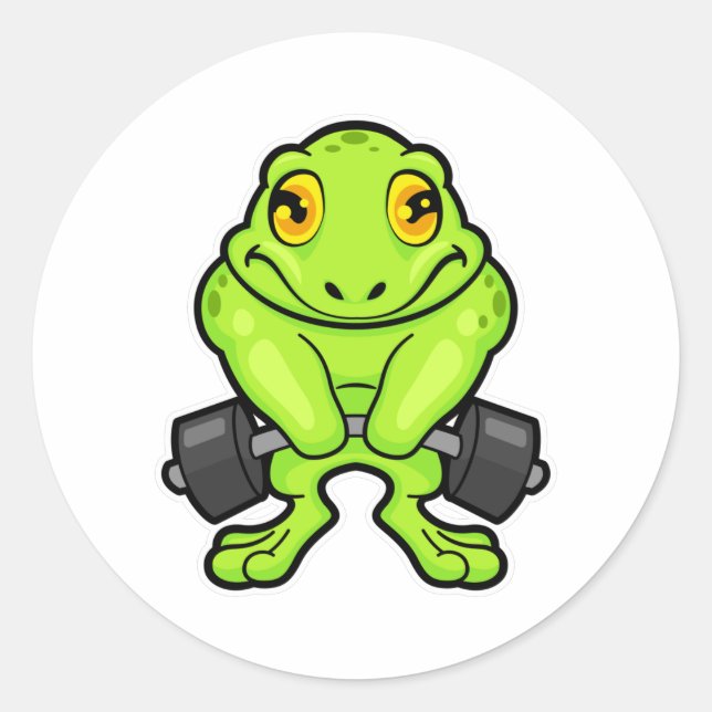 Sticker Rond Grenouille en forme avec Barbell (Devant)
