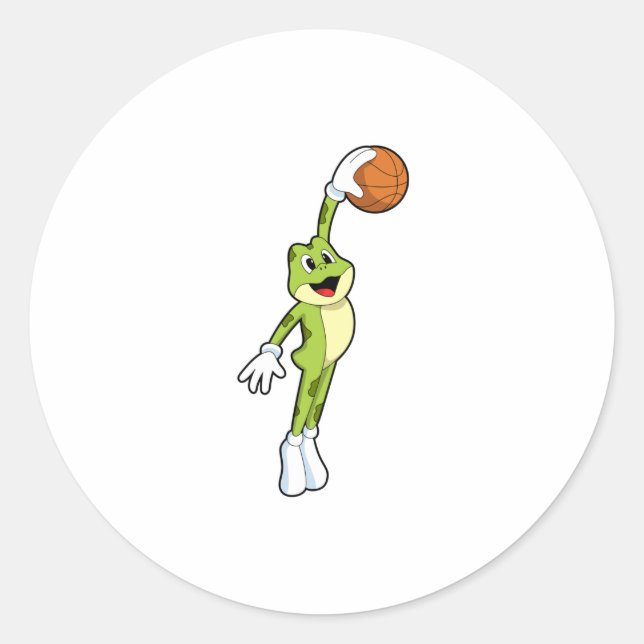 Sticker Rond Grenouille en tant que joueur de basket-ball avec  (Devant)