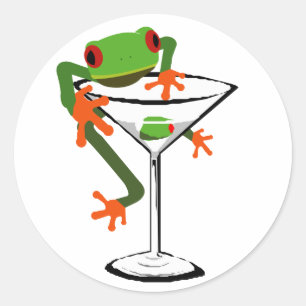 Sticker Rond Grenouille et Martini