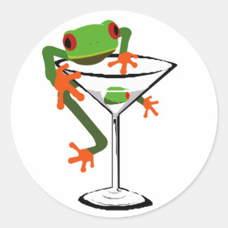 Sticker Rond Grenouille et Martini