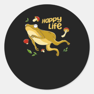 Sticker Rond Grenouille Heureuse Design Minimaliste Essentiel
