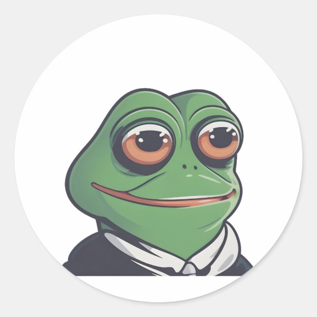 Sticker Rond Grenouille : L'art amphibien lunaire (Devant)