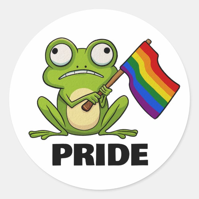 Sticker Rond Grenouille LGBT avec drapeau de fierté (Devant)