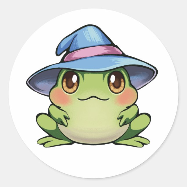 Sticker Rond Grenouille magique dans un casquette (Devant)