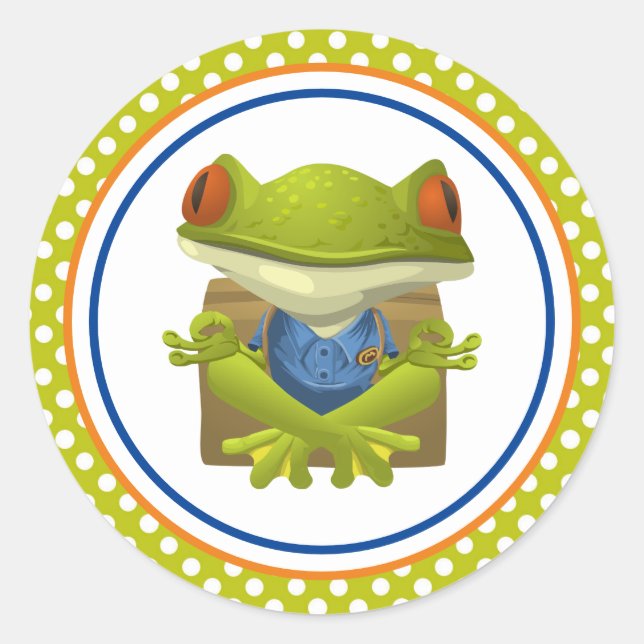 Sticker Rond Grenouille méditative (Devant)