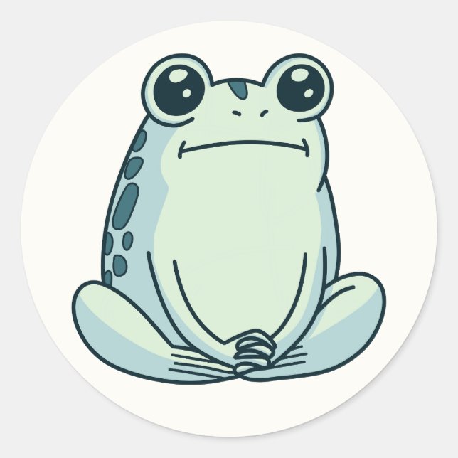 Sticker Rond Grenouille méditative zen au visage impassible (Devant)