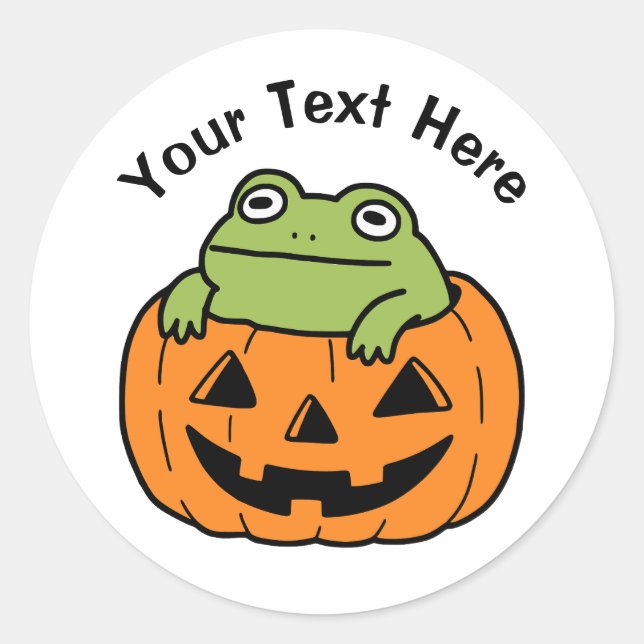 Sticker Rond Grenouille mignonne dans une citrouille d'Hallowee (Devant)