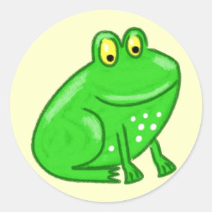 Sticker Rond Grenouille mignonne de bande dessinée