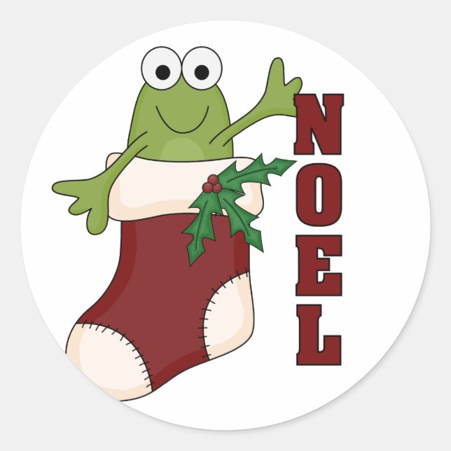 Sticker Rond Grenouille Noel Tshirts et cadeaux de vacances (Devant)