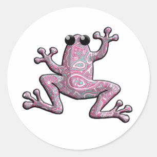 Sticker Rond Grenouille rose