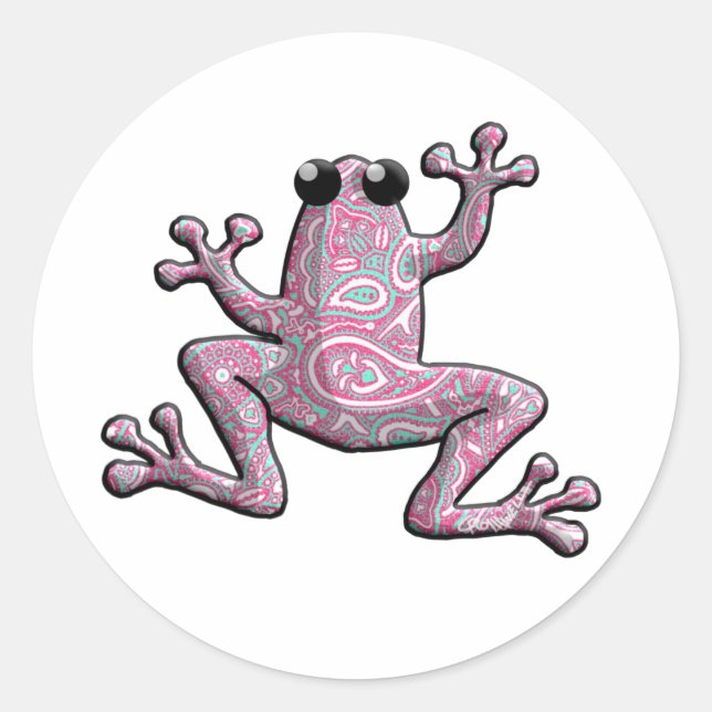 Sticker Rond Grenouille rose (Devant)