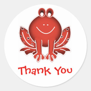 Sticker Rond grenouille rouge drôle - Merci