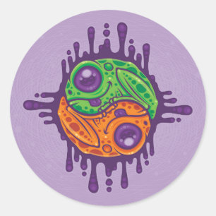 Sticker Rond Grenouille séchée Trippy Yin Yang