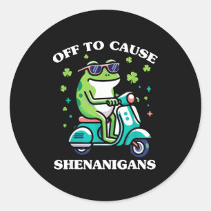 Sticker Rond Grenouille s'en va pour causer des bêtises journee