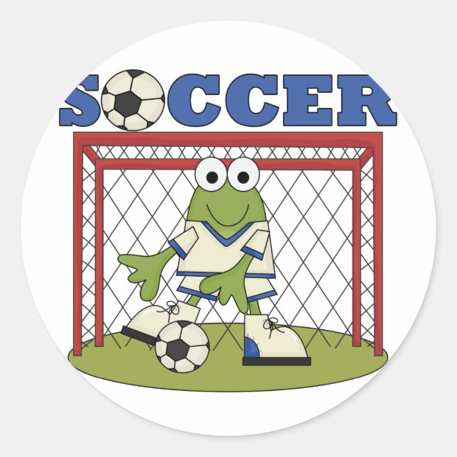 Sticker Rond Grenouille soccer gardien de but T-shirts et cadea (Devant)