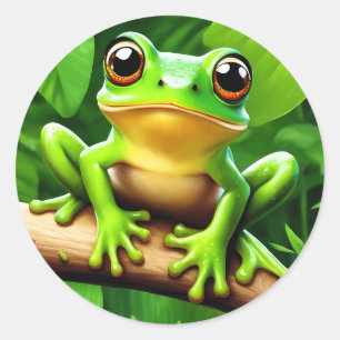 Sticker Rond Grenouille sur branche Nature Art