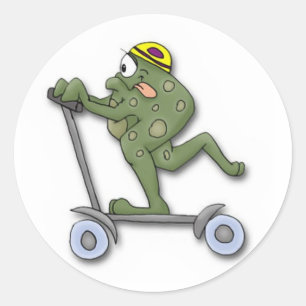 Sticker Rond Grenouille sur scooter