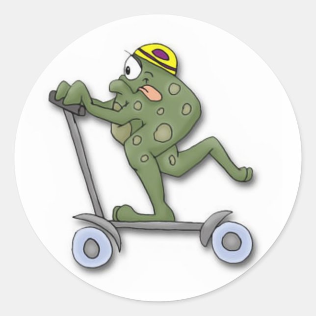 Sticker Rond Grenouille sur scooter (Devant)