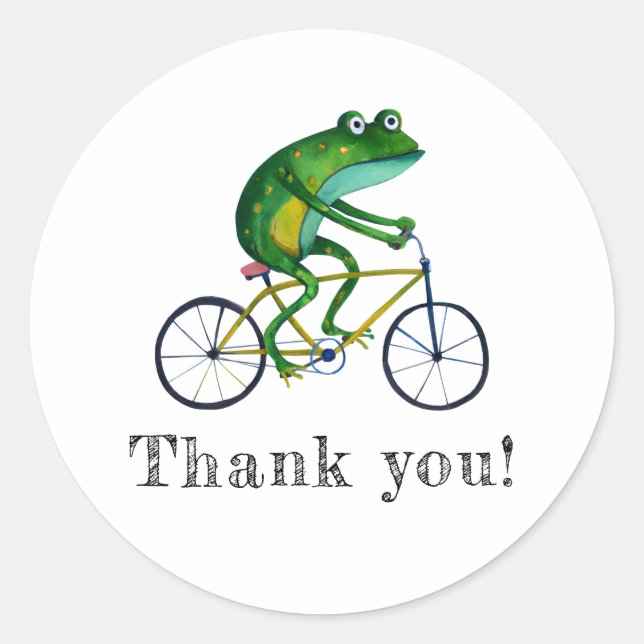 Sticker Rond Grenouille Sur Vélo (Devant)