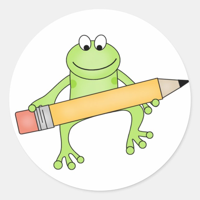 Sticker Rond Grenouille verte au crayon (Devant)