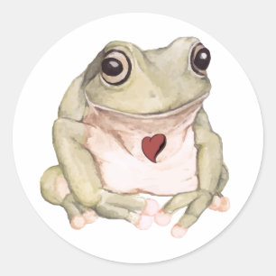Sticker Rond Grenouille verte dessinée à la main