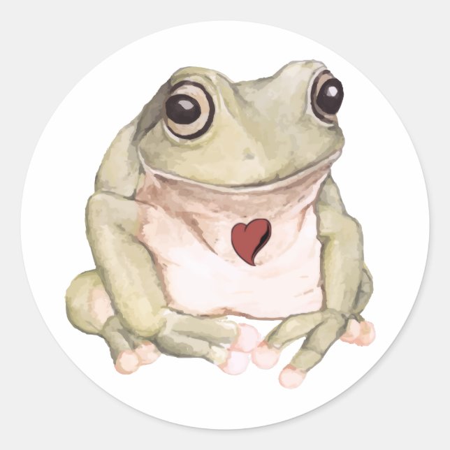 Sticker Rond Grenouille verte dessinée à la main (Devant)