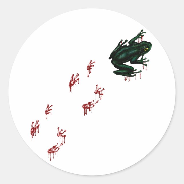 Sticker Rond Grenouille verte Empreintes sanguines Goth Amphibi (Devant)