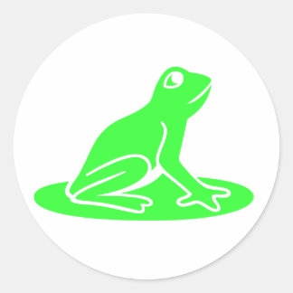Sticker Rond Grenouille verte sur blanc