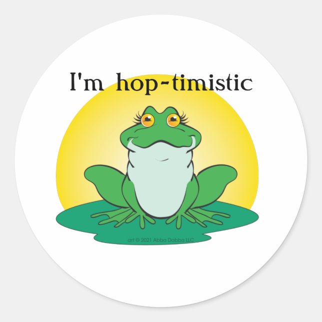 Sticker Rond Grenouille verte sur Lily Pad (Devant)