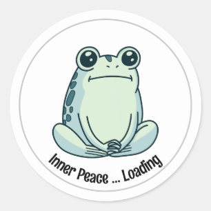 Sticker Rond Grenouille Zen Cartoon Chill, Grenouille Mélange M