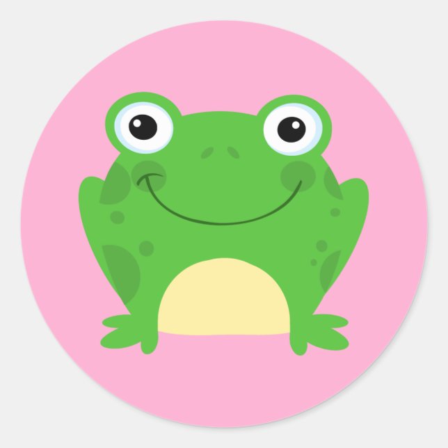 Sticker Rond Grenouilles Amphibian Green Cute (Devant)