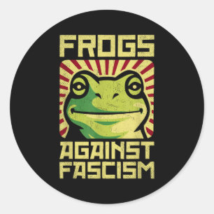 Sticker Rond Grenouilles contre le fascisme protestent contre l