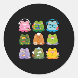 Sticker Rond Grenouilles mignonnes