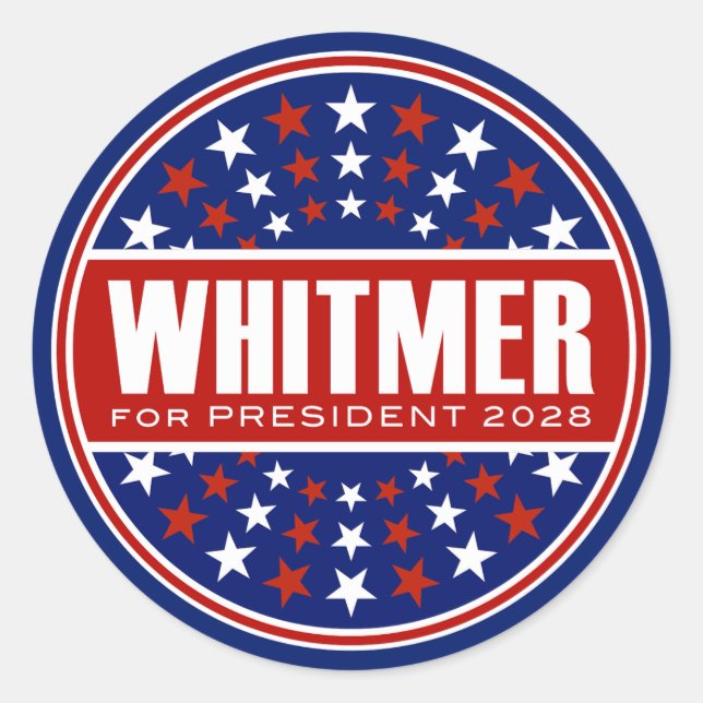 Sticker Rond Gretchen Whitmer Présidente 2028 (Devant)